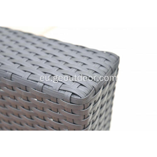 5pcs rattan eta aluminiozko sofa beltza